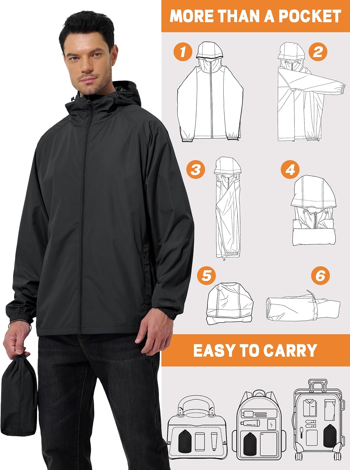 Chaqueta Impermeable Ligera para Hombre