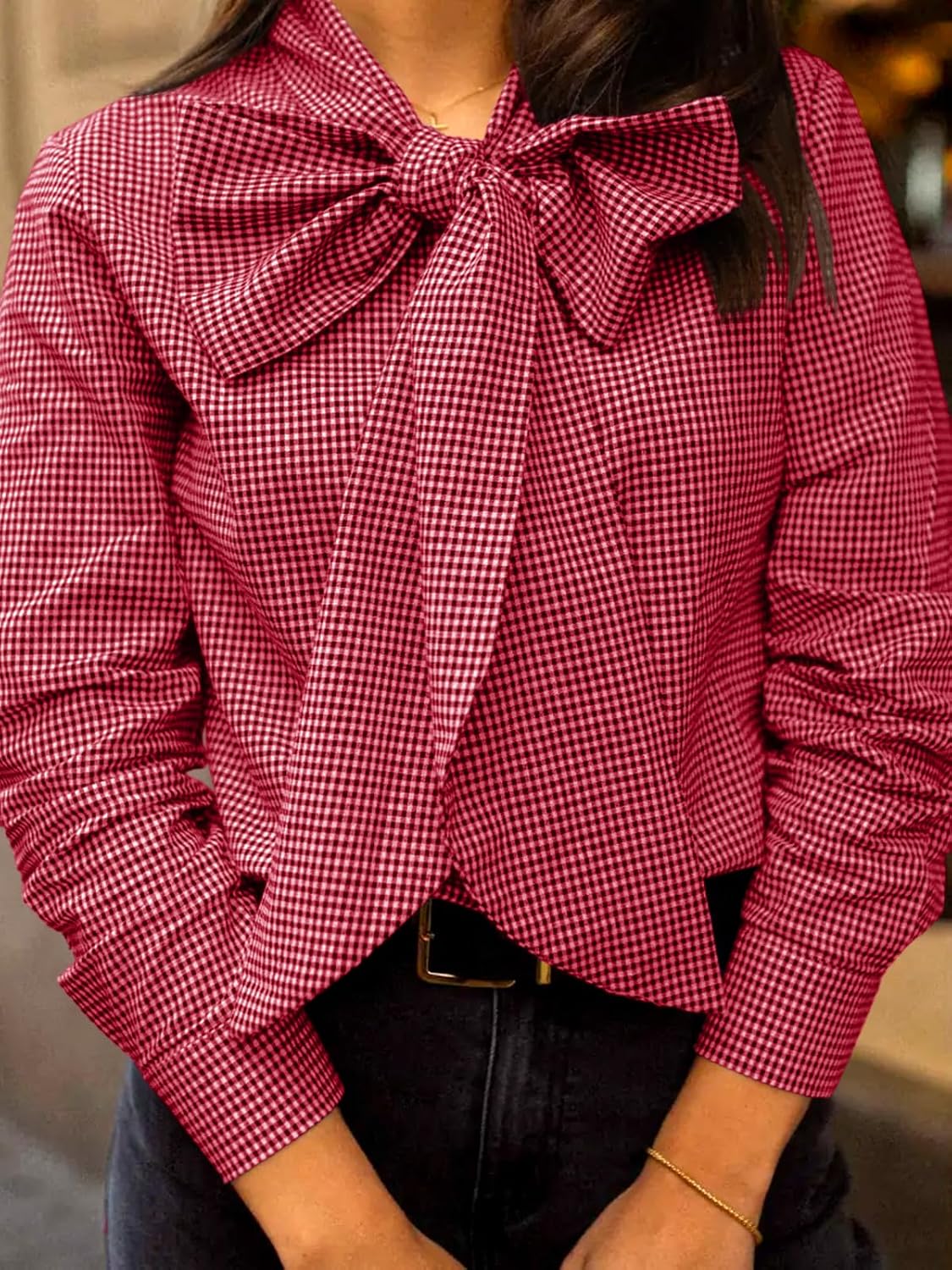 Blusa Cuadros con Lazo — La Foto que Mereces.
